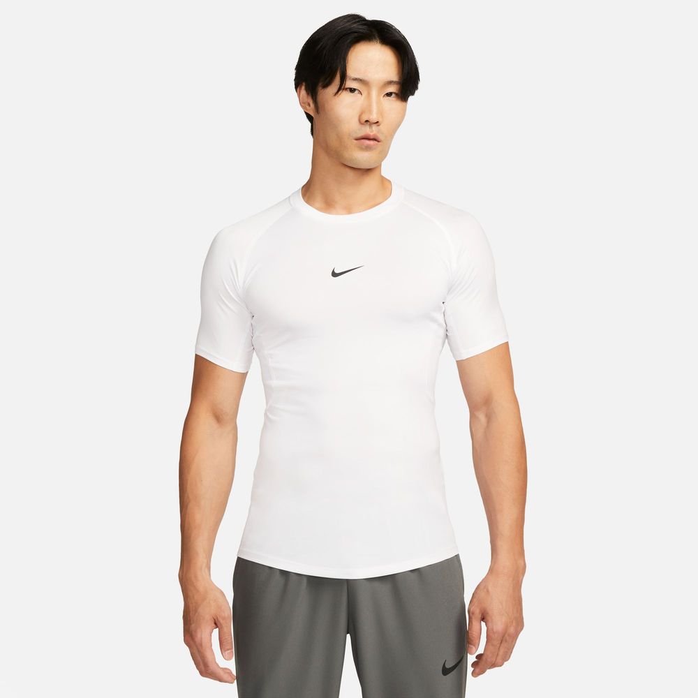 Nike Pro Dri-FIT Kurzarm-Fitness-Oberteil mit enger Passform für Herren - White / Black