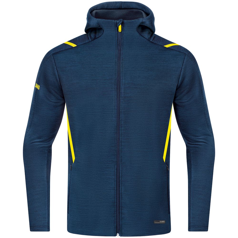 Jako Freizeitjacke Challenge Mit Kapuze - marine meliert/neongelb