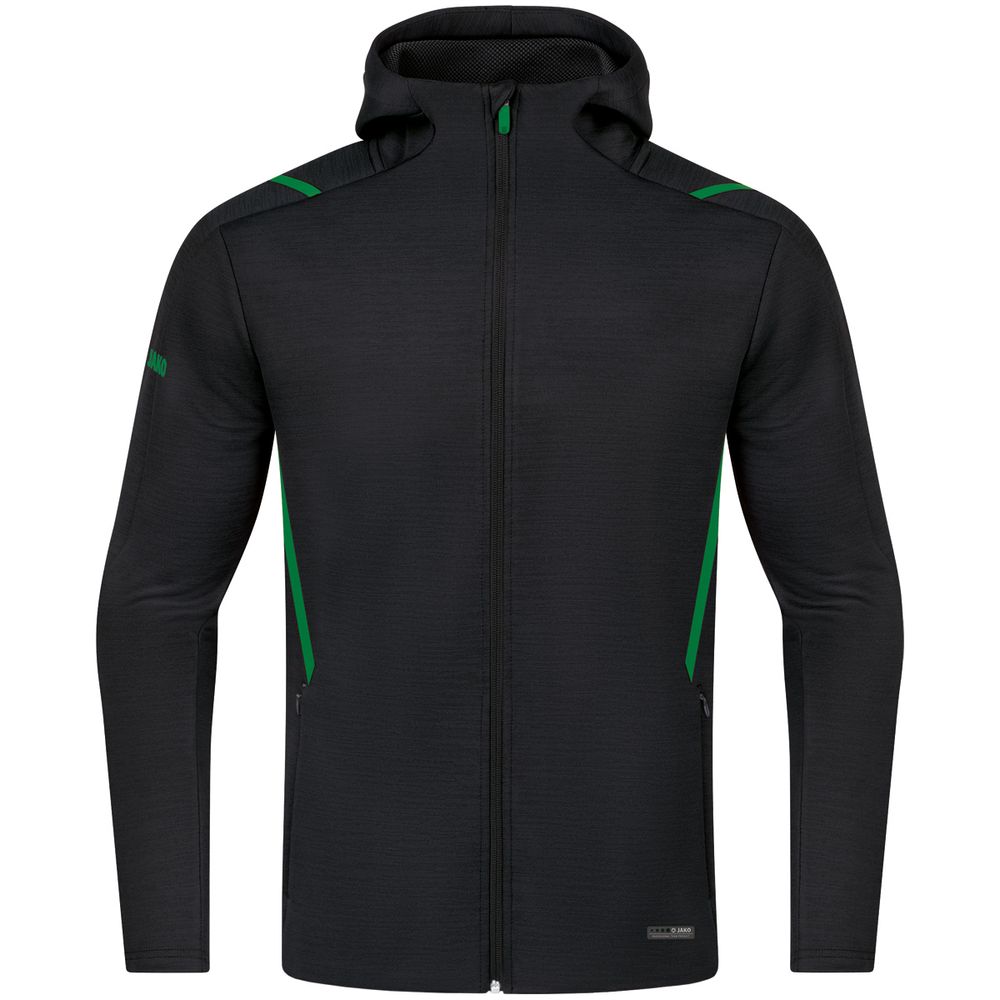 Jako Freizeitjacke Challenge Mit Kapuze - schwarz meliert/sportgrün
