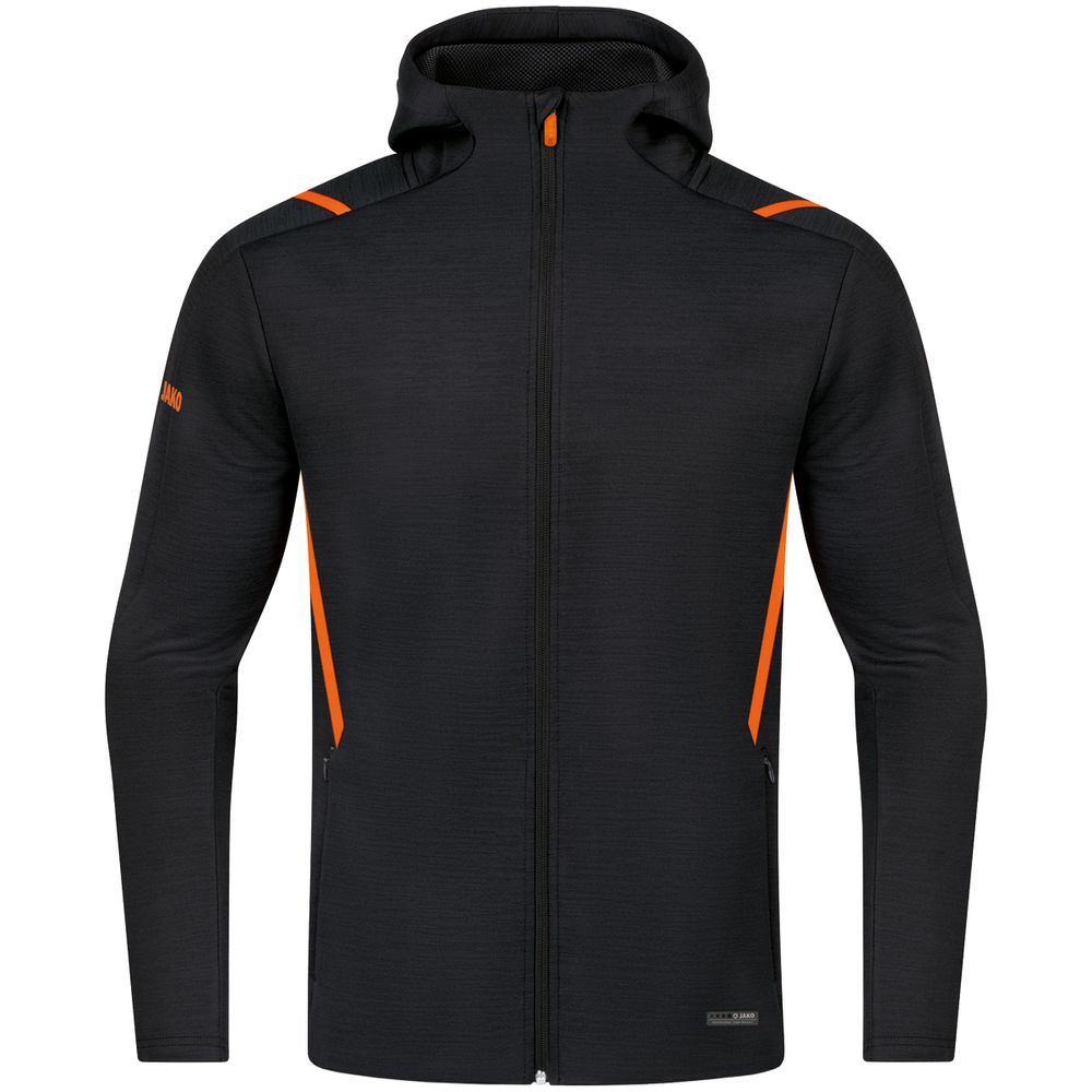 Jako Freizeitjacke Challenge Mit Kapuze - schwarz meliert/neonorange