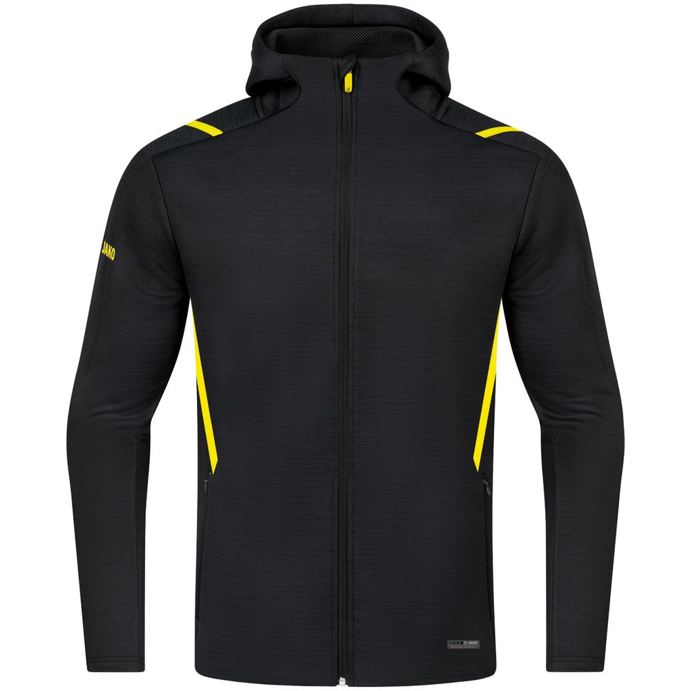 Jako Freizeitjacke Challenge Mit Kapuze - schwarz meliert/citro