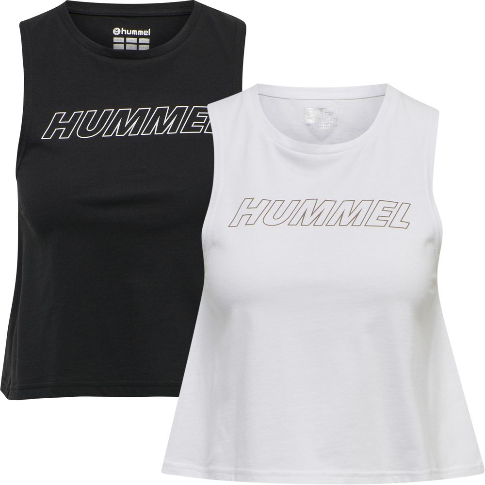 Hummel Hmlte Cali 2-Pack Crop Cot Tanktop - black/white driftwood