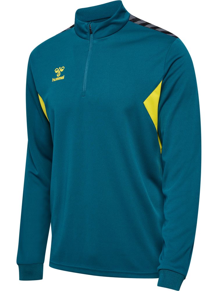 Hummel Hmlauthentic Half Zip Sweat - blue coral/sulphur spring