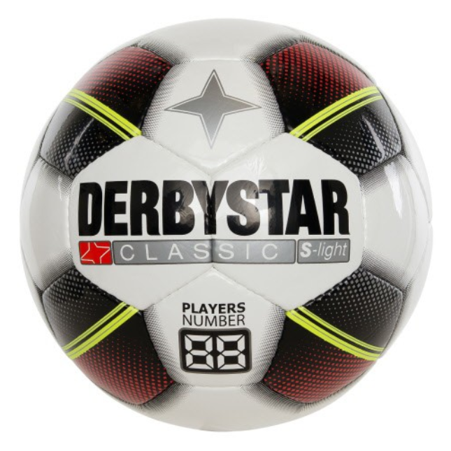 Derbystar 290 g Gramm Fußball FB-CLASSIC S-LIGHT Super Light Sonderanfertigung - weiss/rot/schwarz