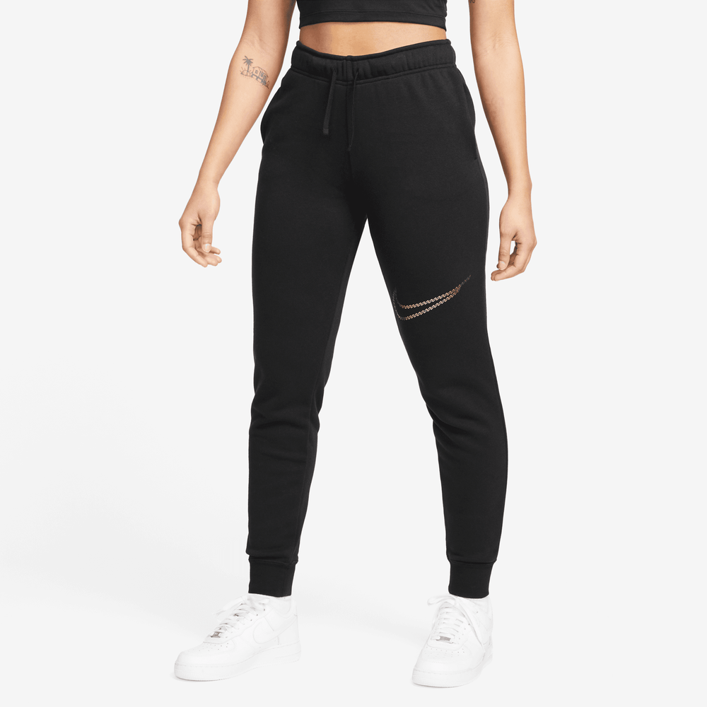 Nike Sportswear Club Fleece Glänzende Hose mit mittelhohem Bund für Damen