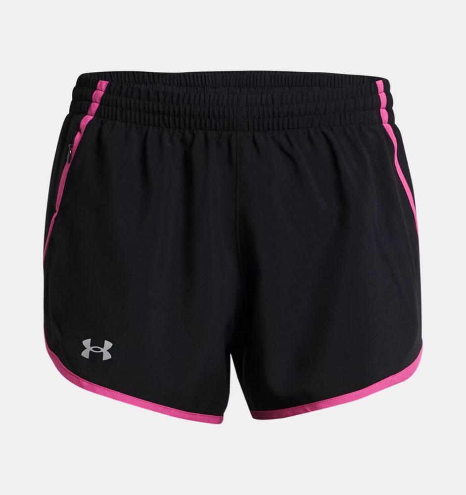 Under Armour Damen Fly by Shorts schwarz-pink, Schwarz/Astropink/reflektierend