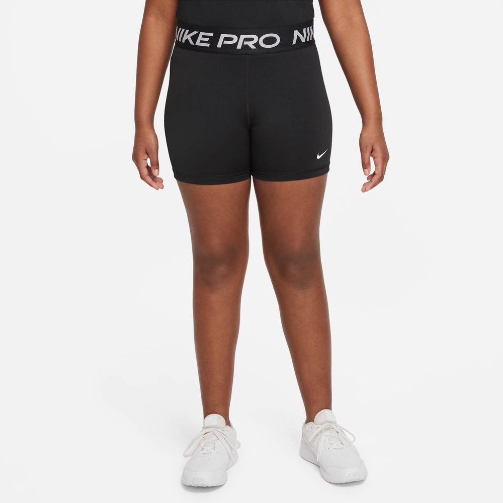 Nike Pro Dri-FIT Shorts für Mädchen – Große Größe (Schwarz/Weiß)