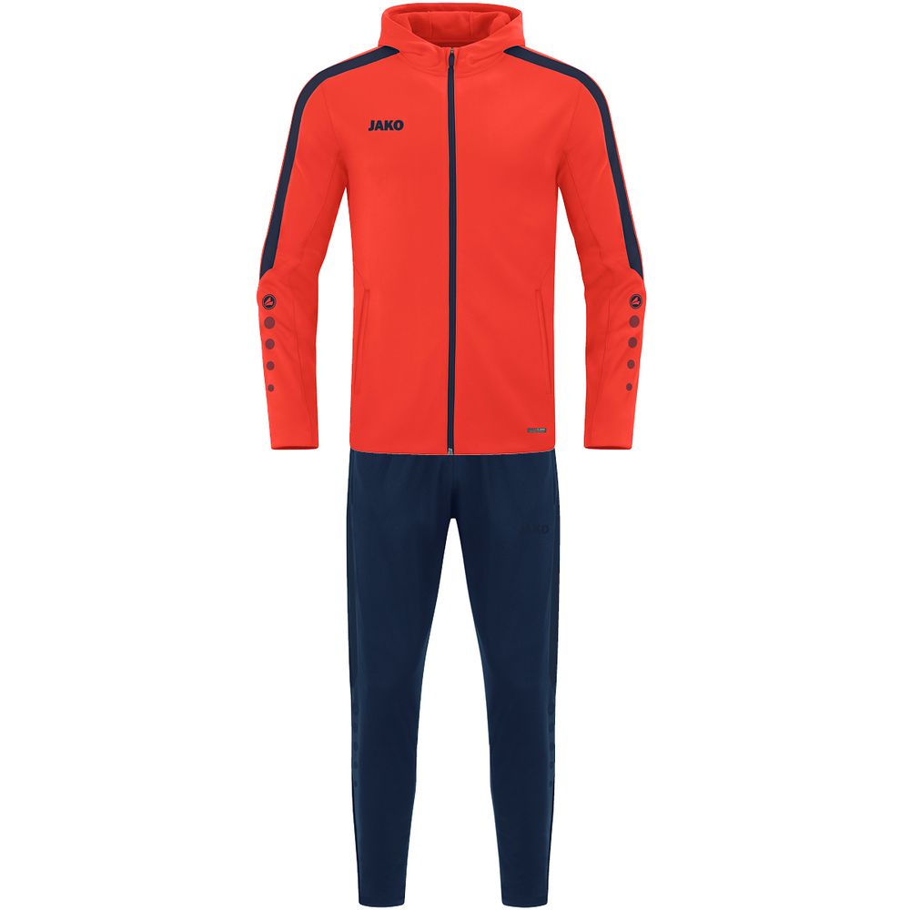 Jako Trainingsanzug Polyester Power mit Kapuze - flame/marine