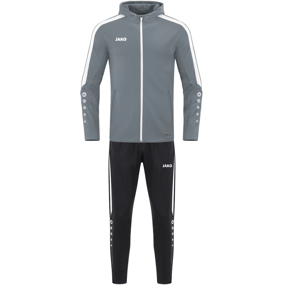 Jako Trainingsanzug Polyester Power mit Kapuze - steingrau