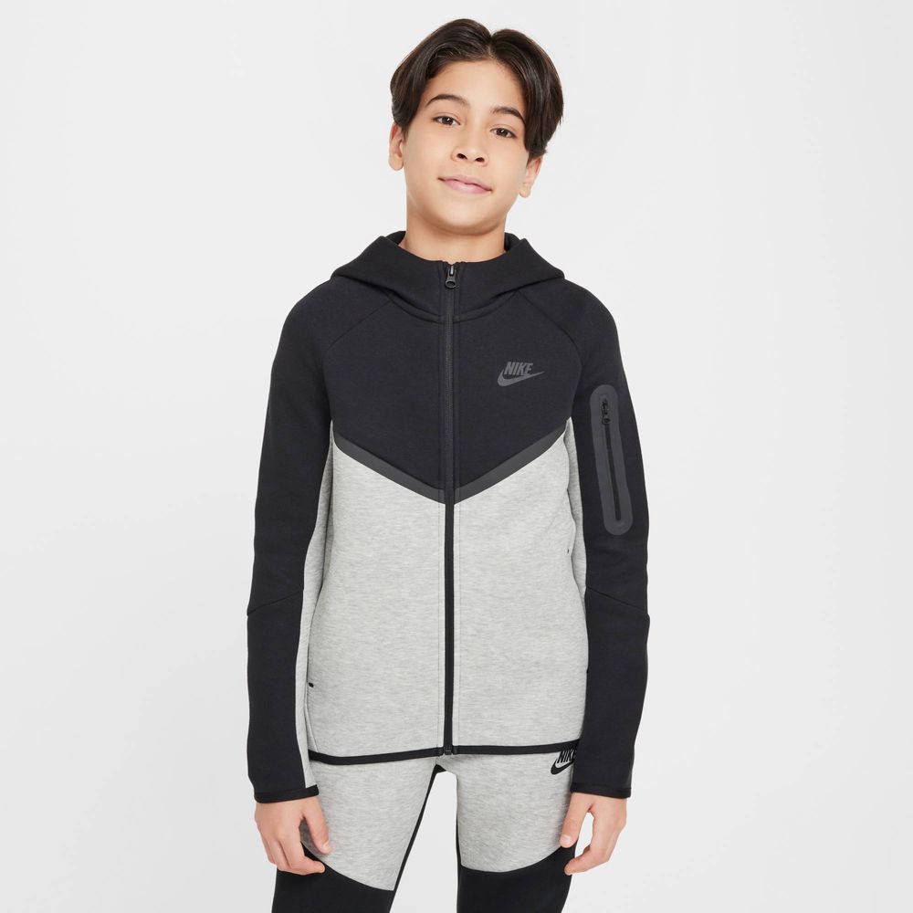 Nike B Nsw Tch Flc Fz - Pd - dk grey heather/black/black/white