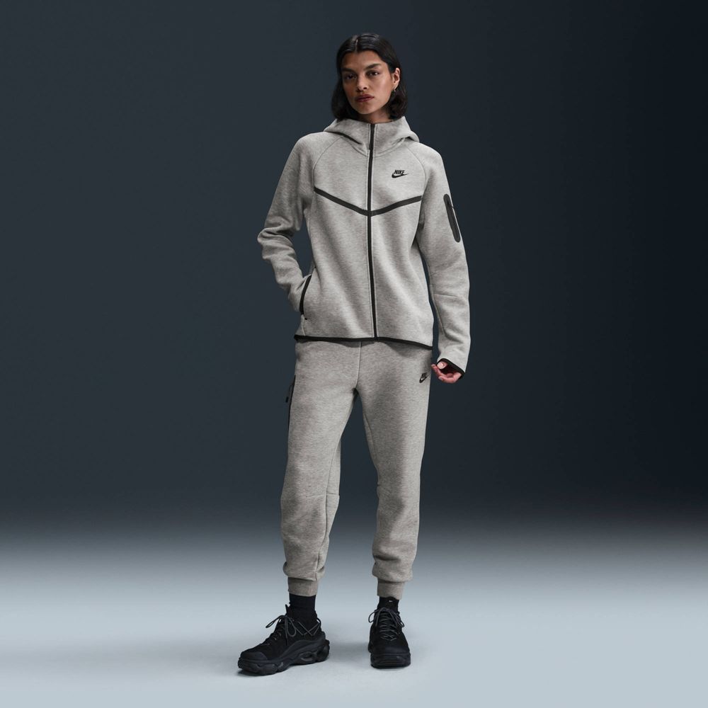 Nike Sportswear Tech Fleece Windrunner Damen-Hoodie mit durchgehendem Reißverschluss - Dk Grey Heather / Black