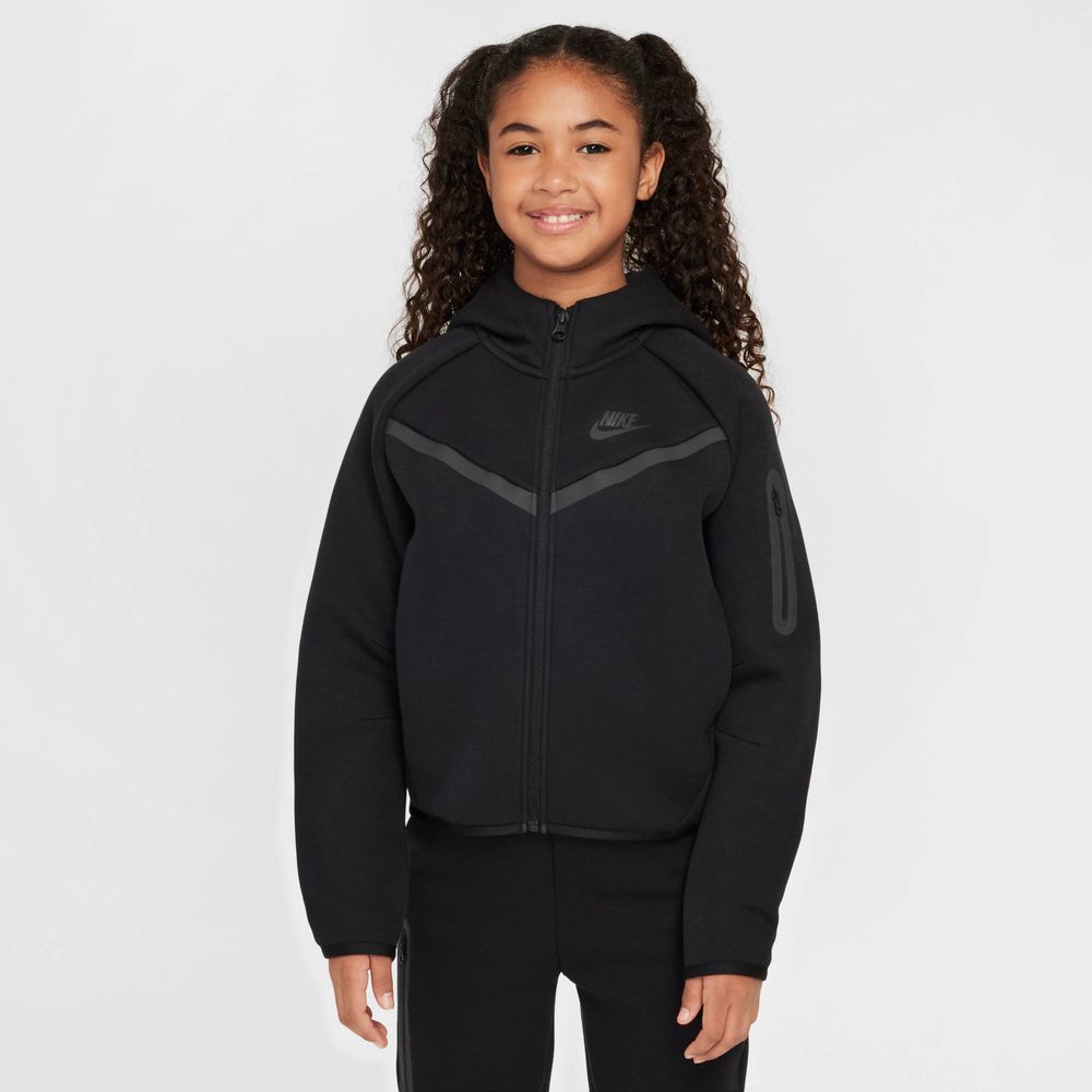 Nike G Nsw Tch Flc Hd Fz Ls - Pd - black/black/black