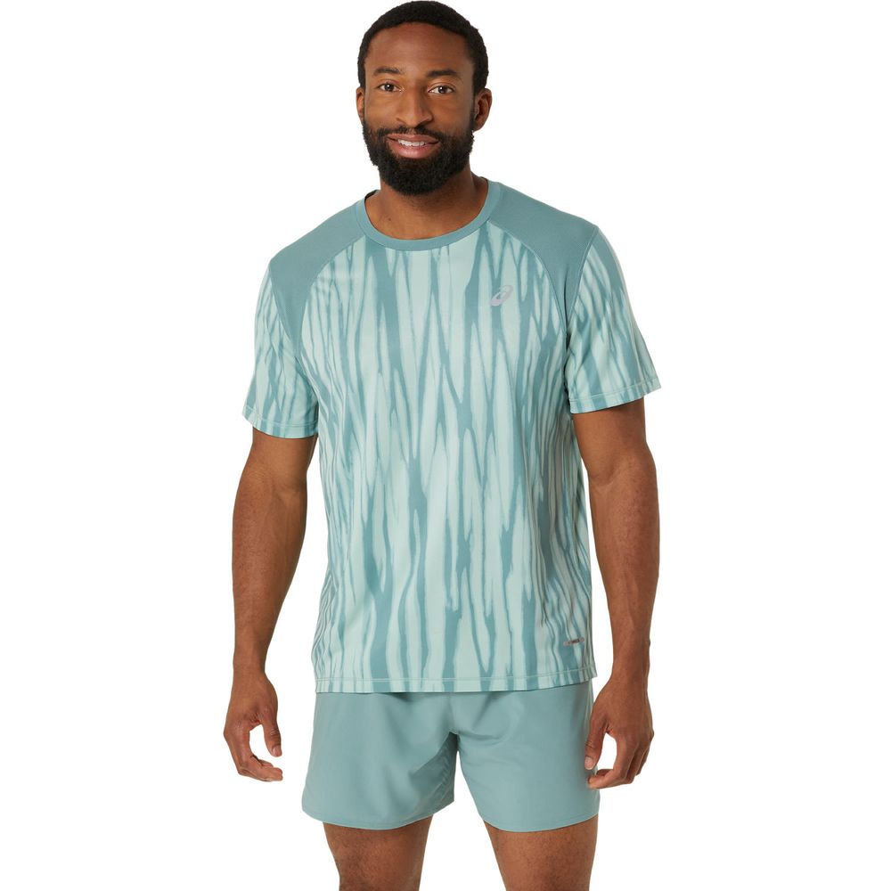Asics Road All Over Print Ss Top - light celadon/celadon