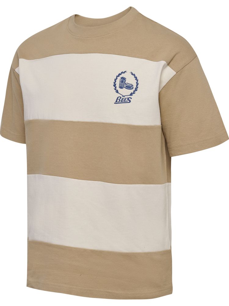 Hummel Hmlloose T-Shirt S/S Bees Stripe - tofu/cornstalk