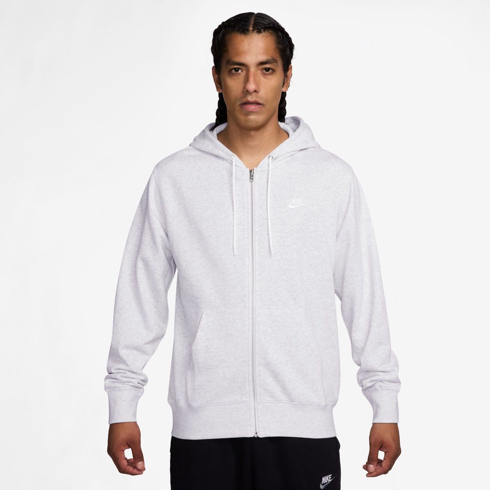 Nike Club French-Terry-Hoodie mit durchgehendem Reißverschluss für Herren - Birch Heather / White