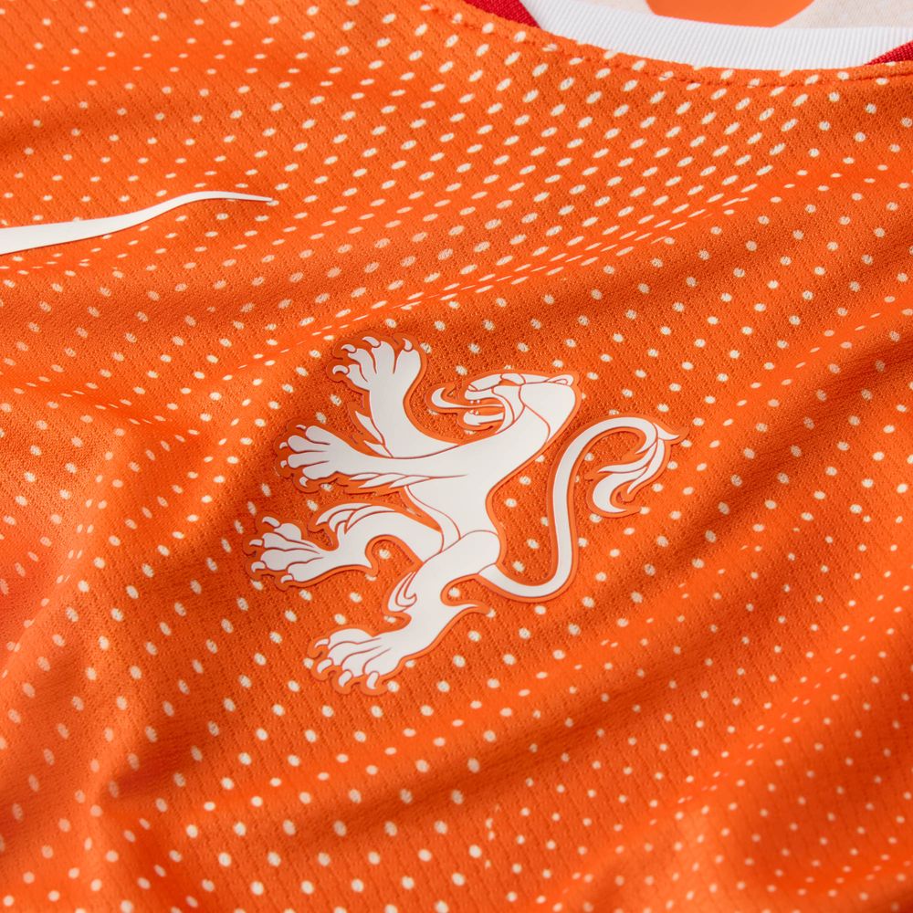 Nike Niederlande 2025 Stadium Heim (Frauenteam) Dri-FIT Replika-Fußballtrikot Damen - Safety Orange / White