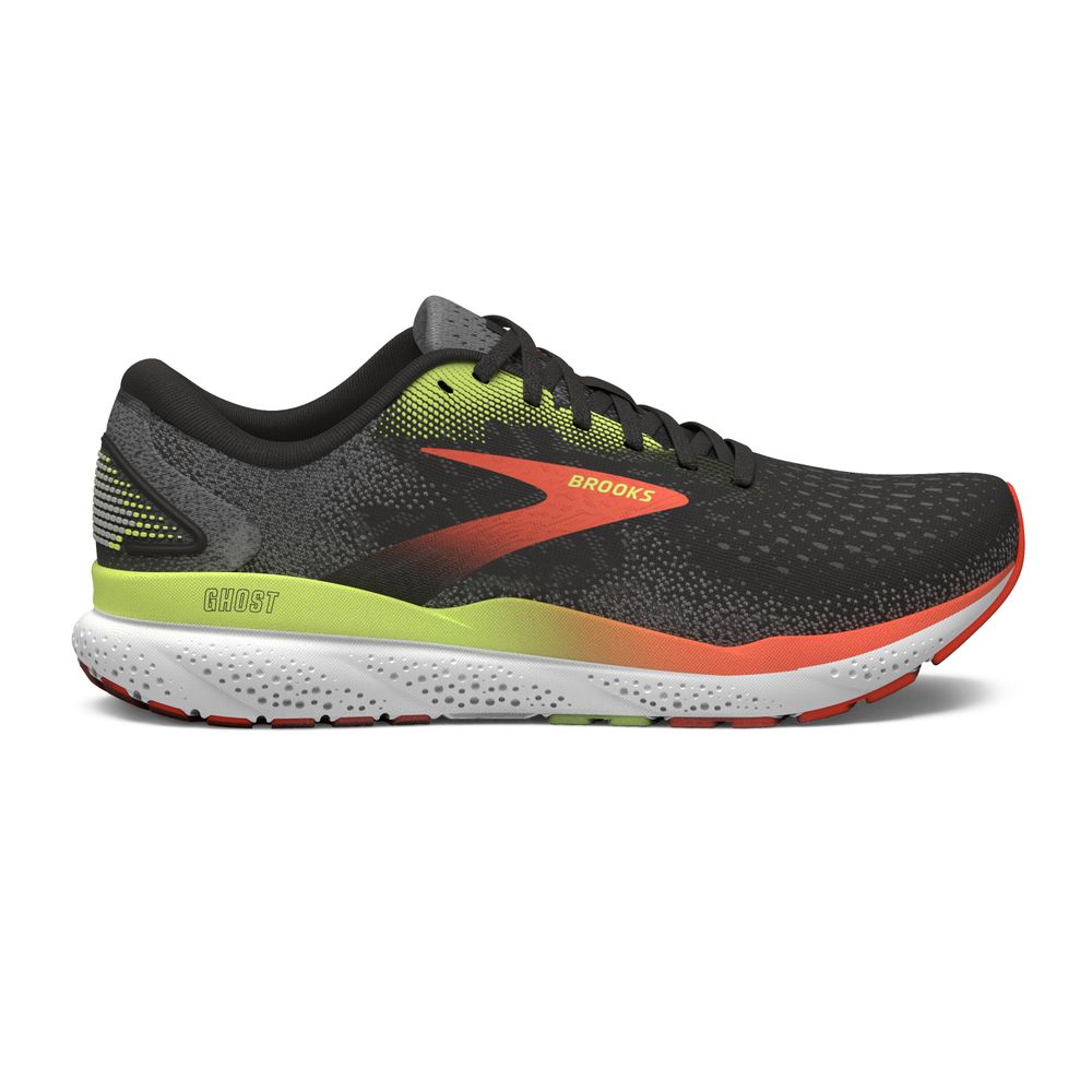 Brooks Ghost 16 - Black/Mandarin Red/Green