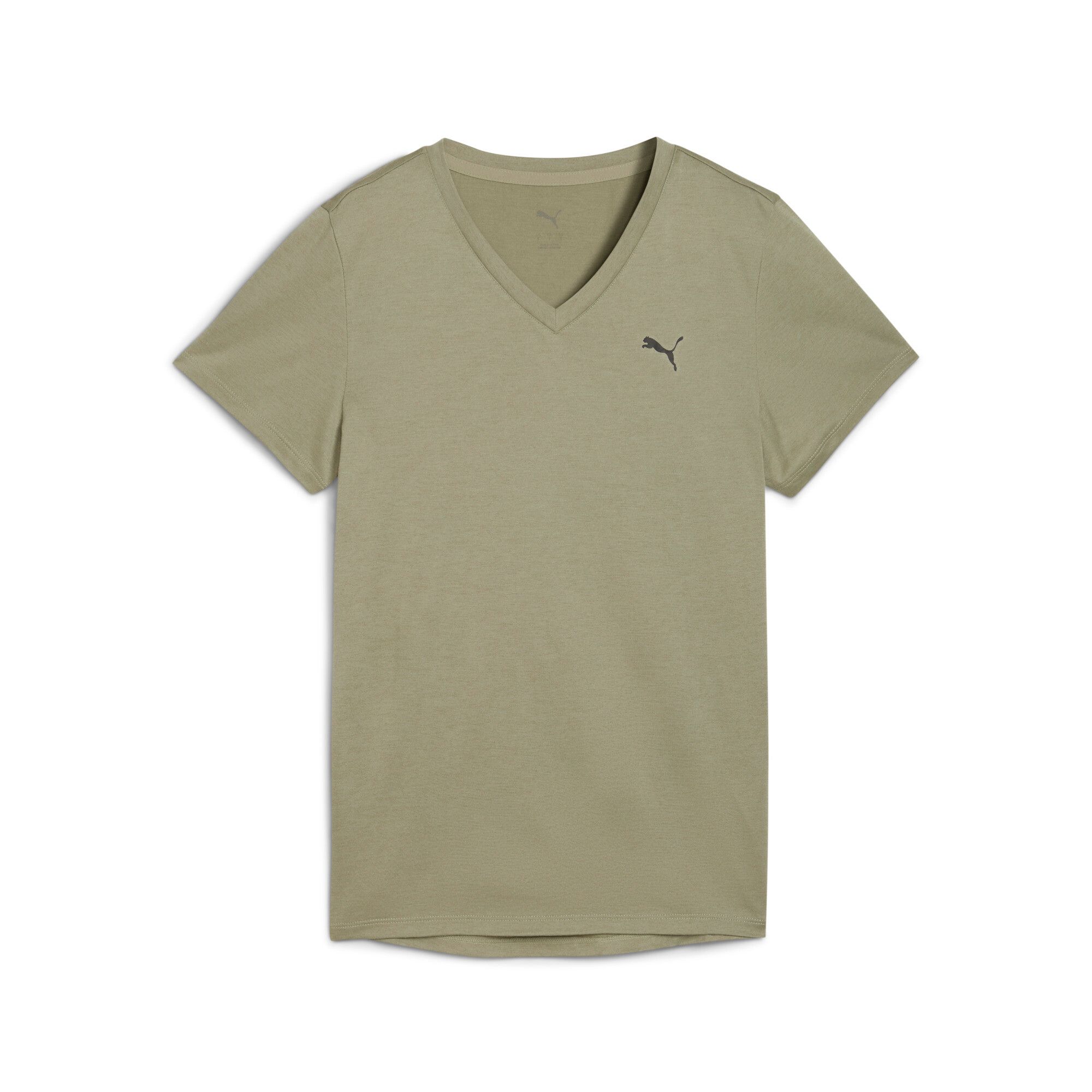 Puma W TAD ESSENTIAL VNECK Tee - grün