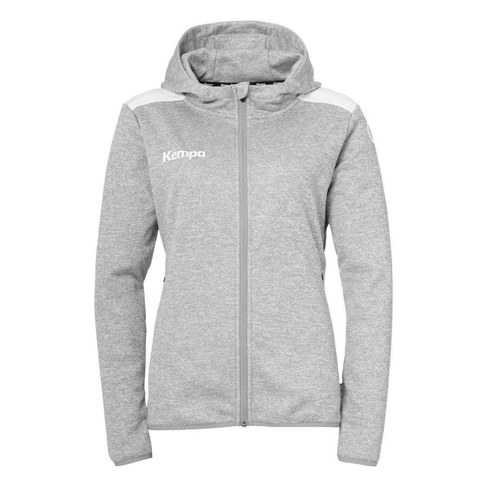 Kempa Emotion 27 Kapuzenjacke Damen - dark grau melange/weiß