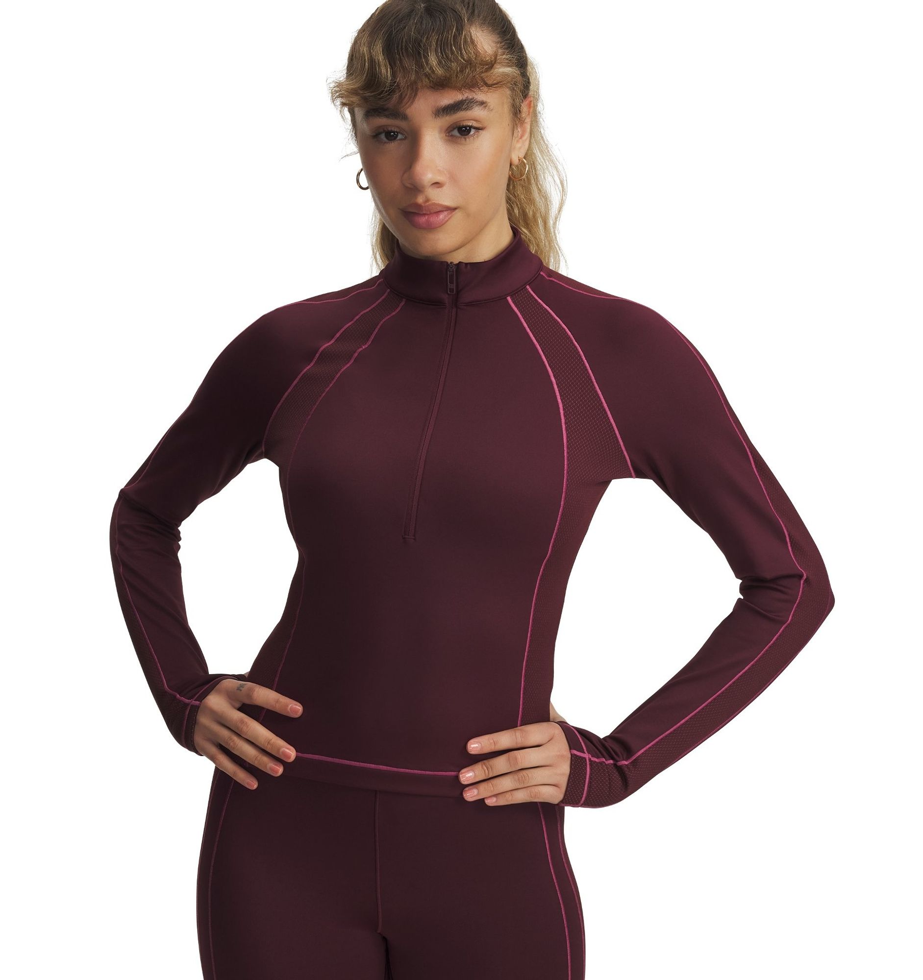 Under Armour Ua Coldgear Textured 1/2 Zip - dark maroon