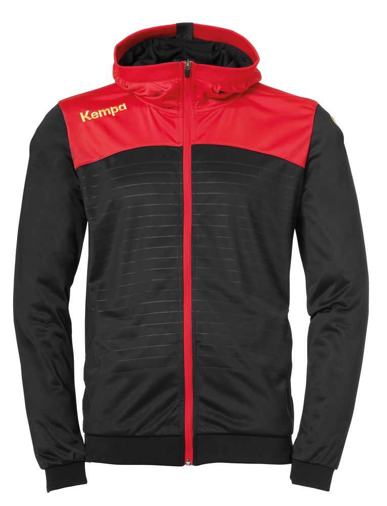 Kempa EMOTION 2.0 HOOD JACKET - schwarz/rot/gelb