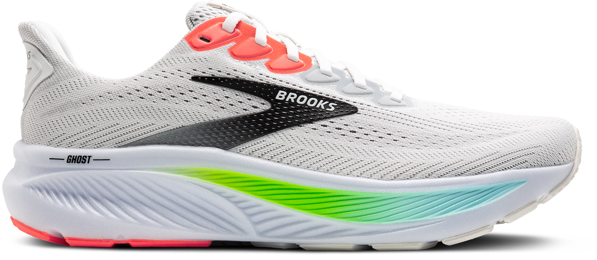 Brooks Ghost 17 - White/Pink Clay/Gecko