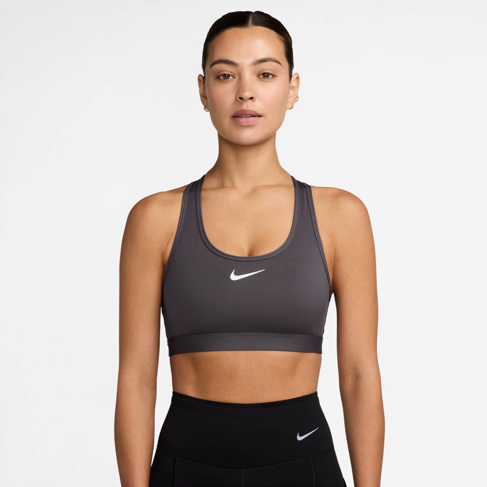 Nike W Nk Swsh Med Spt Bra - thunder grey/white