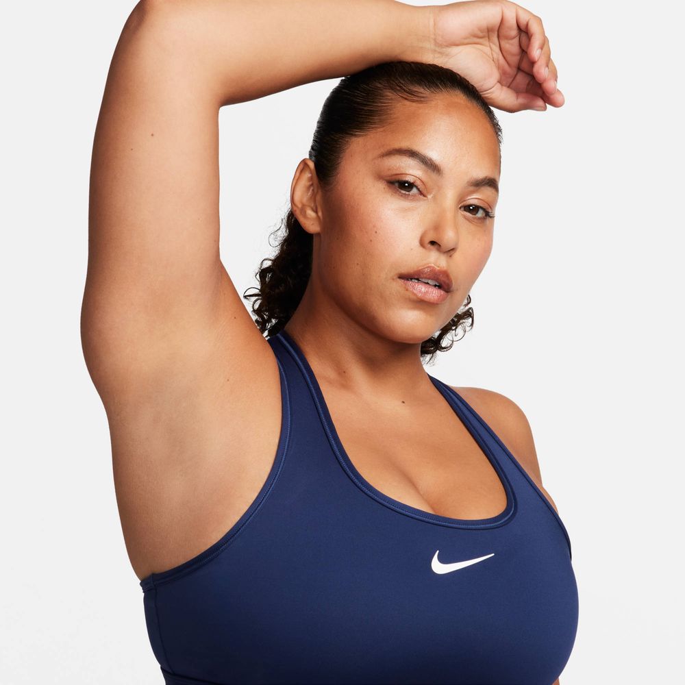 Nike W Nk Swsh Med Spt Bra - midnight navy/white