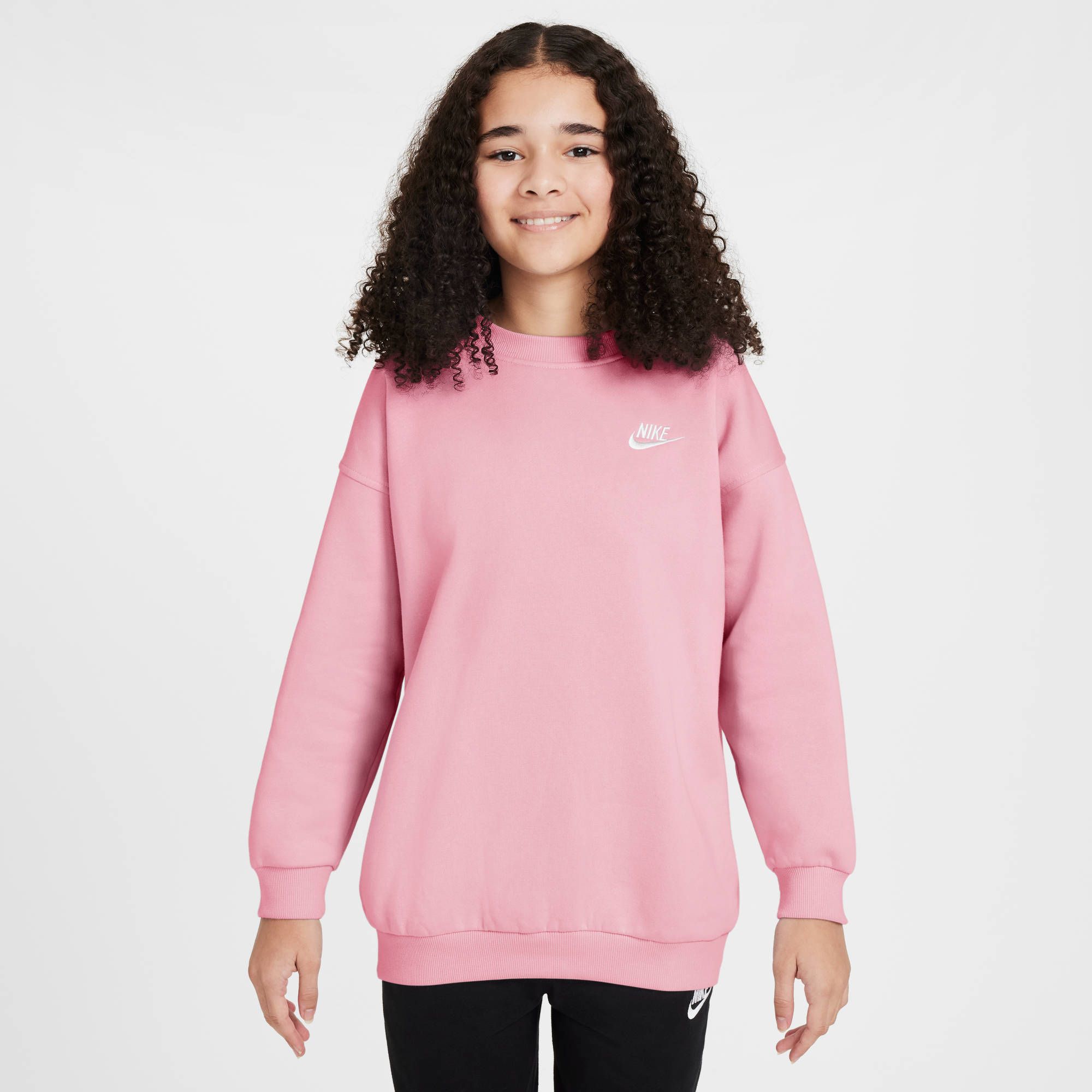 Nike G Nsw Club Flc Ovrszd Crew Lbr - med soft pink/med soft pink/white