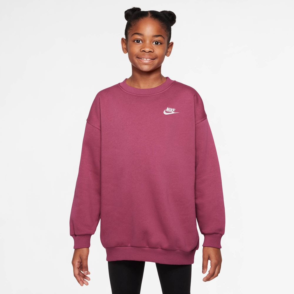 Nike G Nsw Club Flc Ovrszd Crew Lbr - sweet beet/sweet beet/white