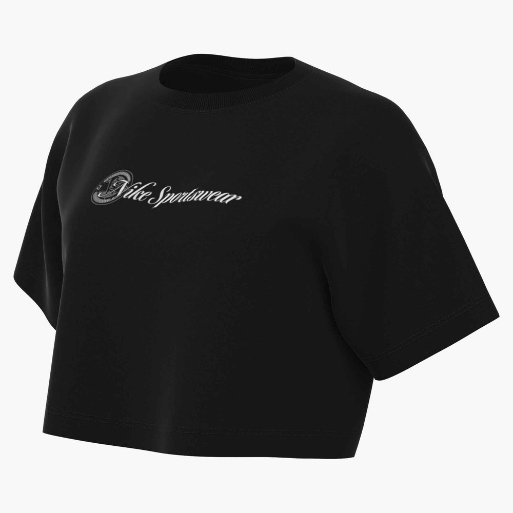Nike W Nsw Club Ss Crop Tee Cc - black