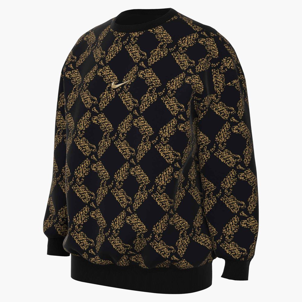 Nike G Nsw Clb Flc Os Crew Aop Shne - black/metallic gold