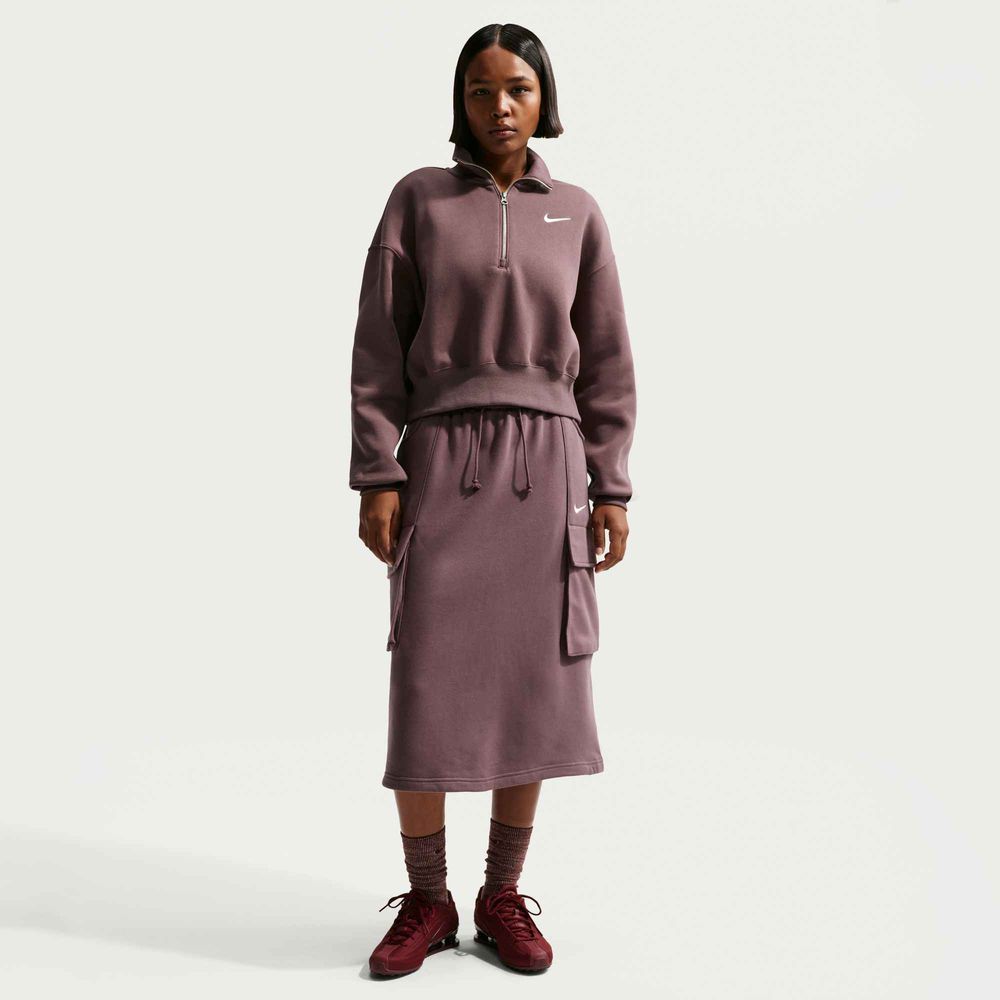 Nike W Nsw Phnx Flc Qz Crop - tattoo/sail