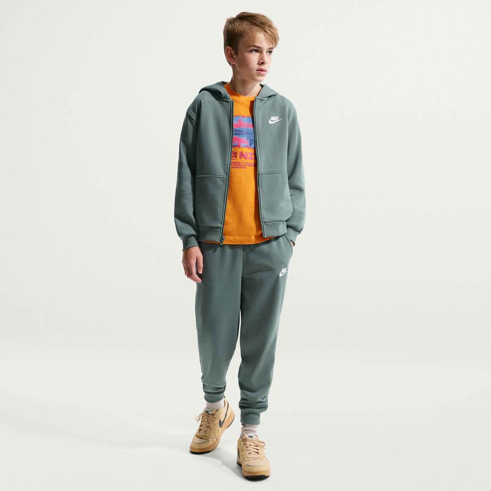 Nike K Nsw Club Ft Hd Fz Ls Lbr - mineral slate/white