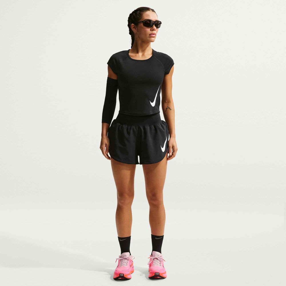Nike W Nk Tempo Flw Swsh Mr Df Shrt - black/reflective silv/white