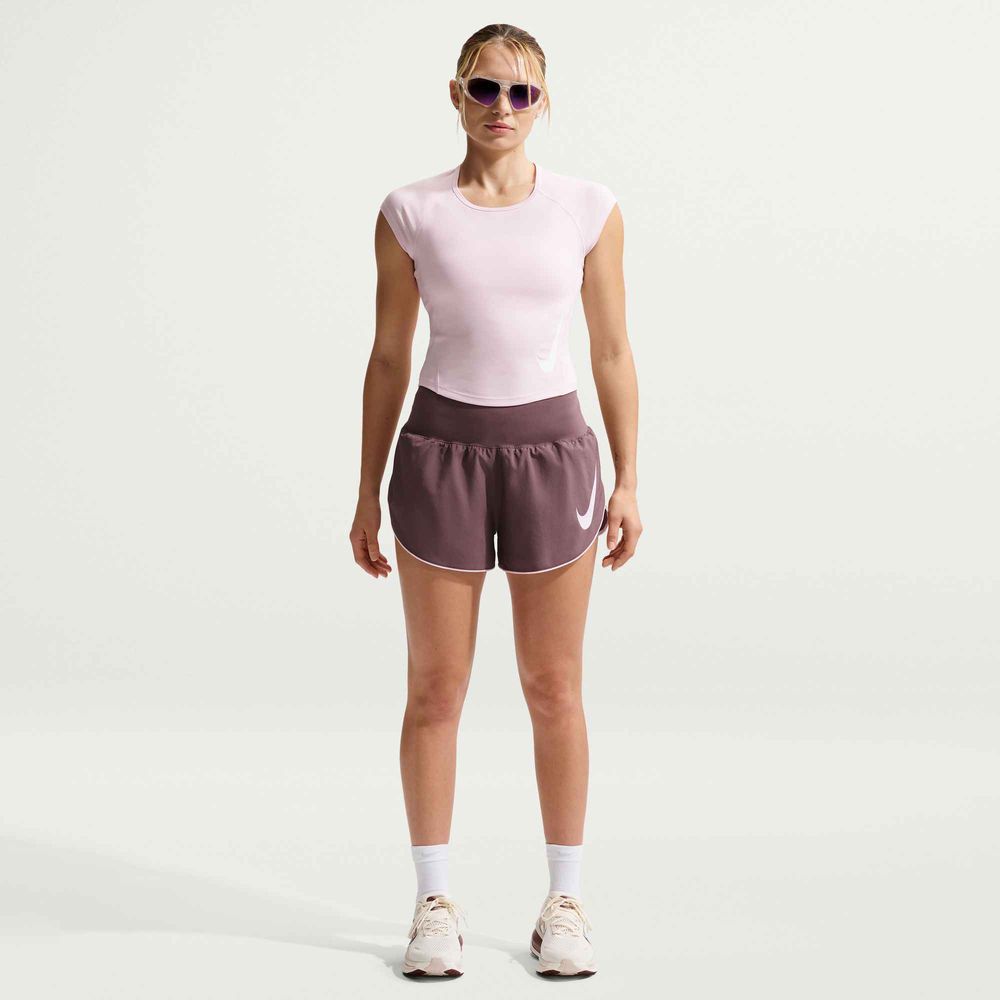 Nike W Nk Tempo Flw Swsh Mr Df Shrt - tattoo/reflective silv/pink foam