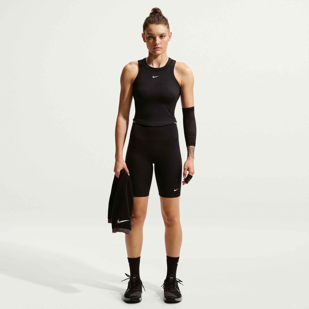 Nike One Bike-Shorts mit hohem Taillenbund für Damen (ca. 20,5 cm) - Black / White