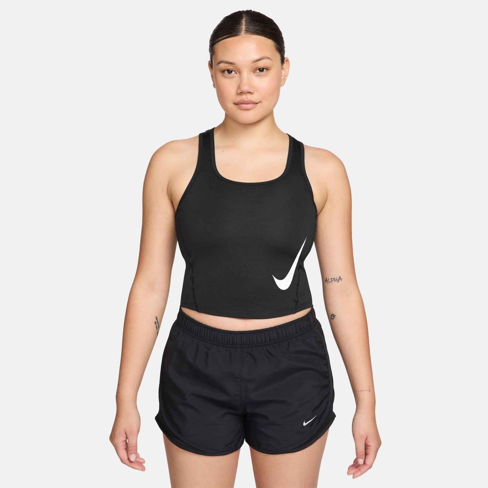 Nike W Nk Tempo Swoosh Run Df Tank - black/reflective silv/white