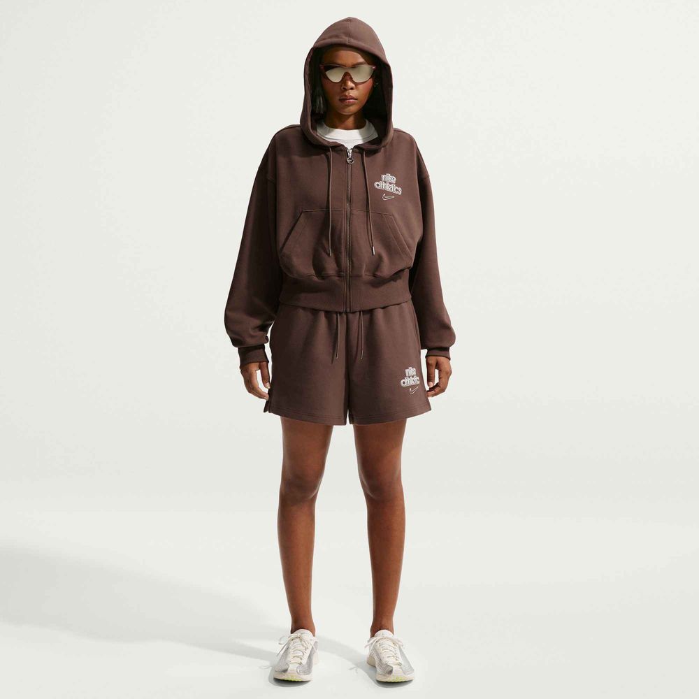 Nike W Nk Phnx Flc Fz Hd Gls - lt chocolate