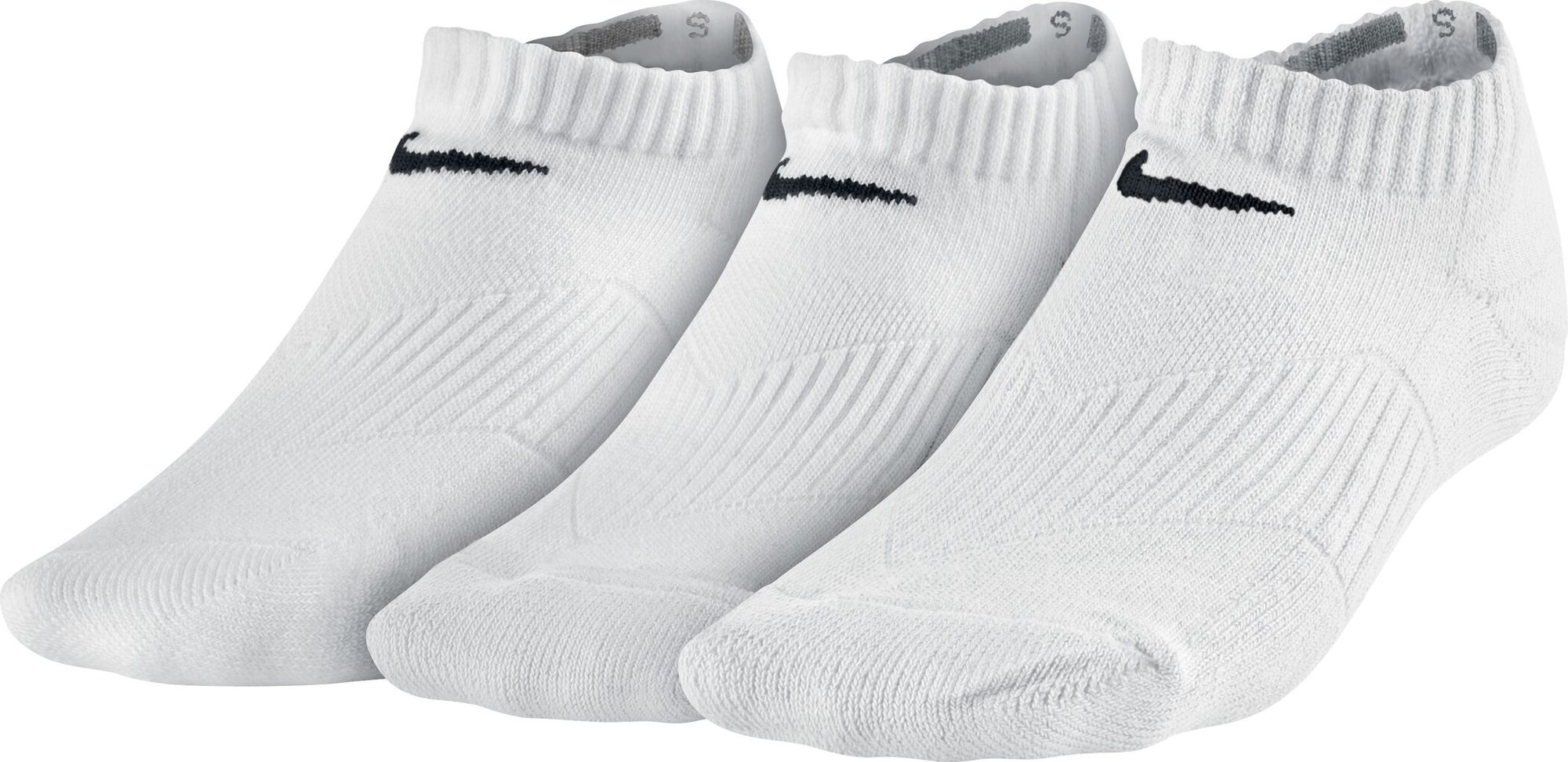 Nike 3Ppk Youth Cotton Cush No-Show W/ M - white/black