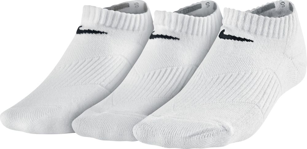 Nike 3Ppk Youth Cotton Cush No-Show W/ M - white/black