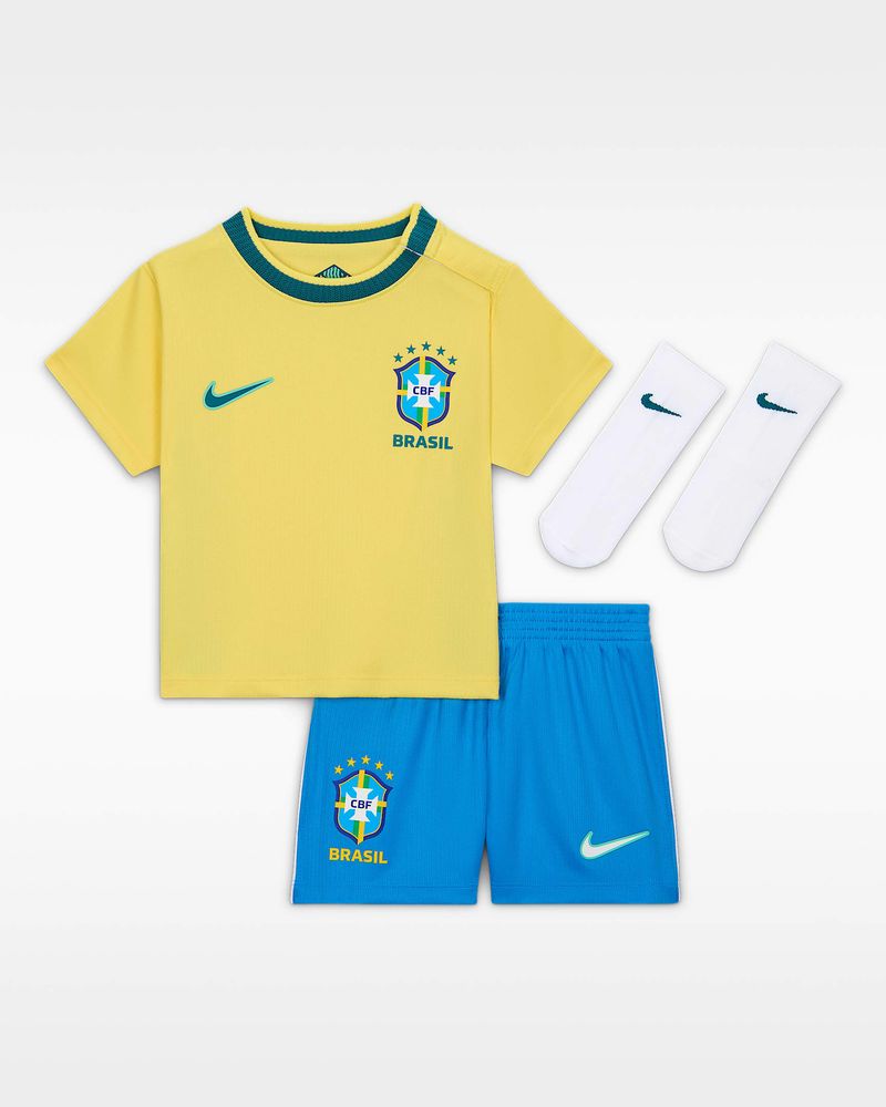 Nike Brasilien 2026 Heimstadion Dreiteiliges Nike Replika Fußballtrikot-Set (Babys und Kleinkinder) Kinder - Canary / Light Menta