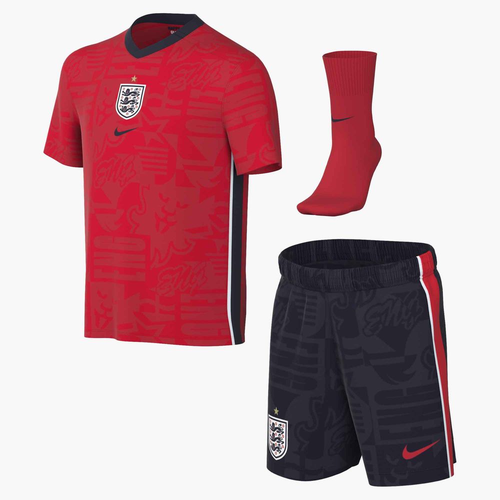 Nike England 2026 Auswärts Dreiteiliges Nike Replika Fußballtrikot-Set (Babys und Kleinkinder) Kinder - Speed Red / Obsidian