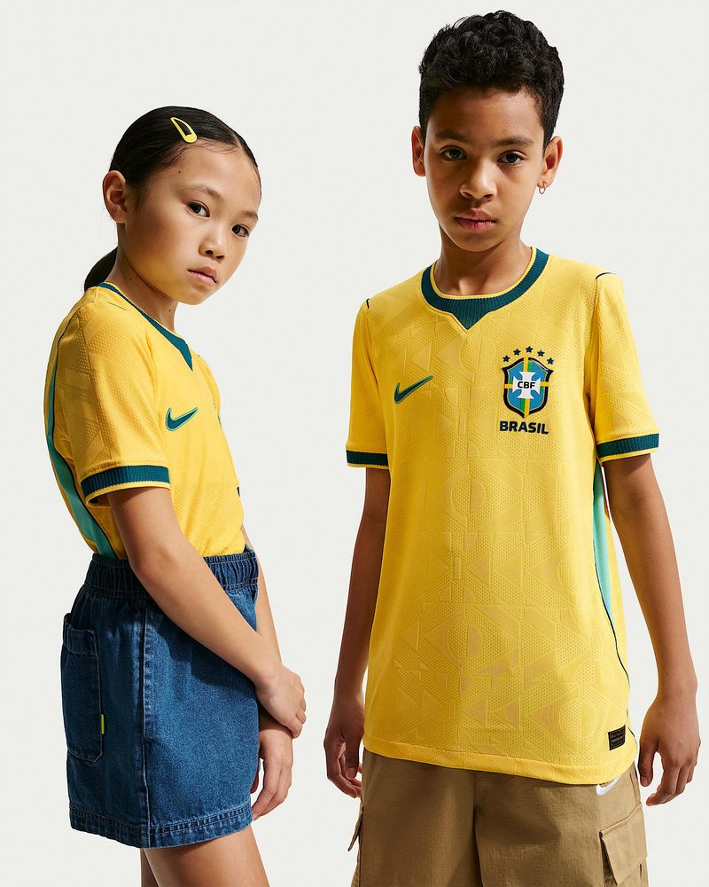 Nike Brasilianische Nationalmannschaft 2026 Match-Heimtrikot Aero-FIT Fußballtrikot Kinder - Canary / Light Menta