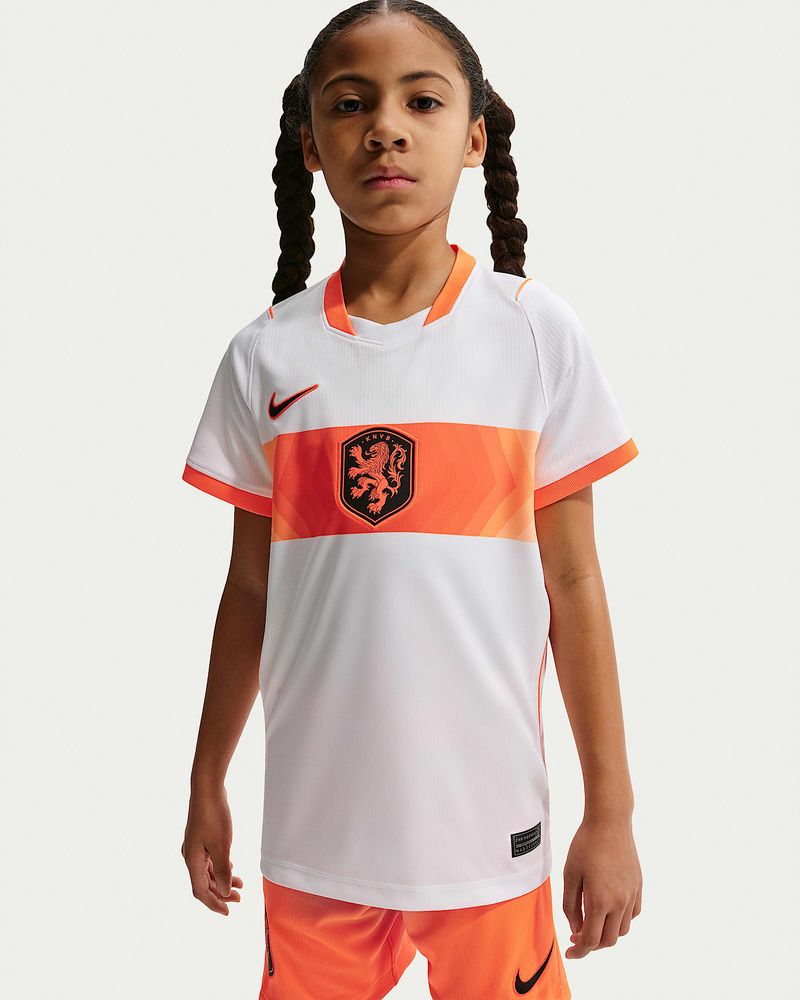 Nike Niederlande Niederländische Nationalmannschaft 2026 Stadion-Auswärtstrikot Dri-FIT Fußballtrikot Kinder - White / Hyper Crimson