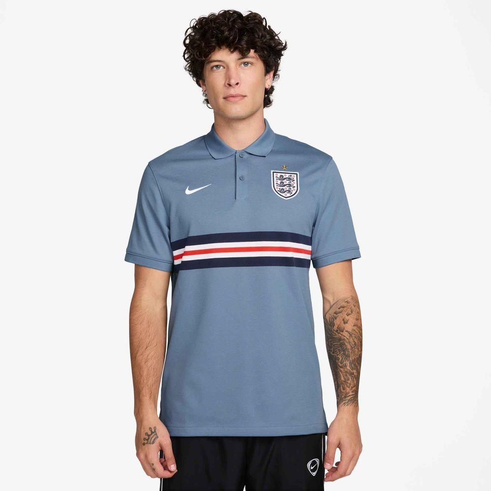 Nike England The Nike Polo Dri-FIT Fußball-Poloshirt Herren - Work Blue / White