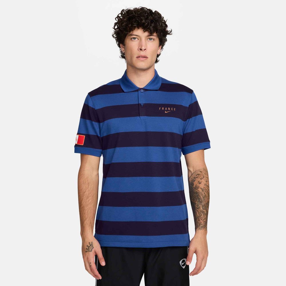 Nike Frankreich FFF The Nike Polo Dri-FIT Fußball-Poloshirt Herren - Game Royal / Metallic Copper