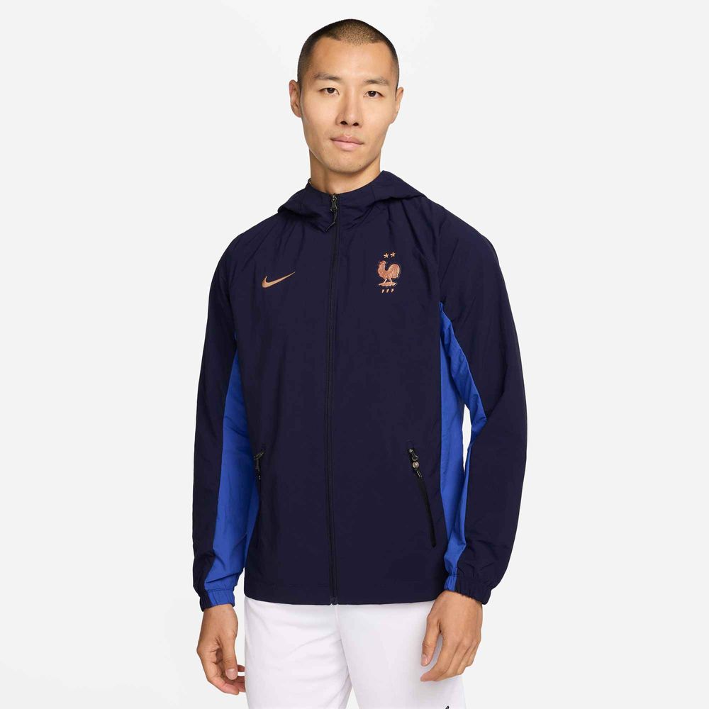 Nike Frankreich FFF AWF Web-Fußballjacke für Herren - Blackened Blue / Metallic Copper