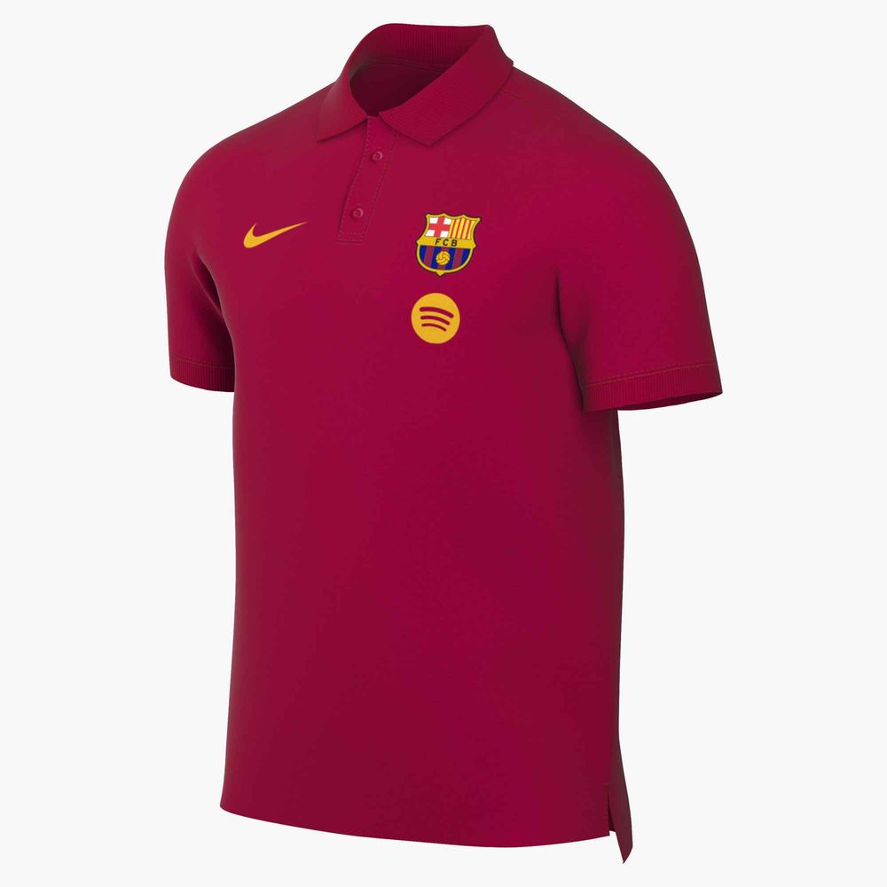 Nike FC Barcelona Club Fußball Polo Herren - Noble Red / Mineral Yellow