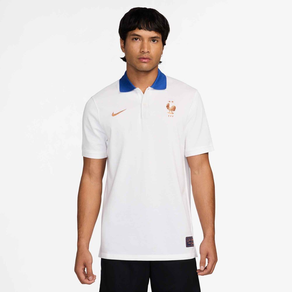 Nike Frankreich FFF The Nike Polo Dri-FIT Fußball-Poloshirt Herren - White / Game Royal